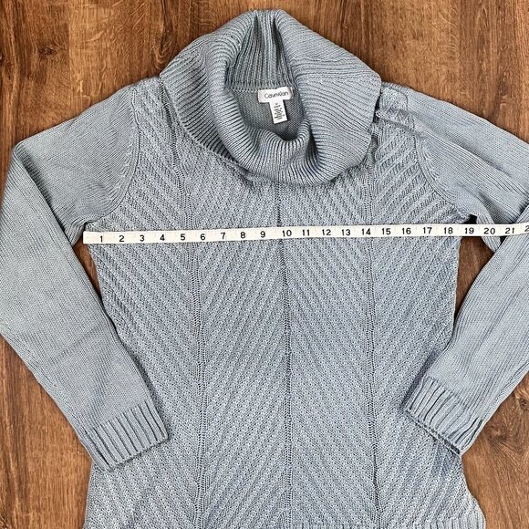 Calvin Klein Light Blue Turtleneck Cable Sweater Sz S - Picture 8 of 9